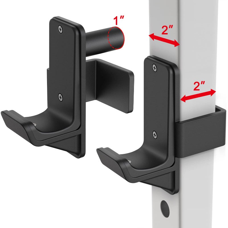 Kipika J-Hooks for 2"" x 2"" Power Rack with 1"" Hole - Bottom Reinforced Steel Hooks with Rubber Pads - Heavy Duty Power Rack Attachments - Squat Rack Accessories for Strength Training - Set of 2 - Image 2